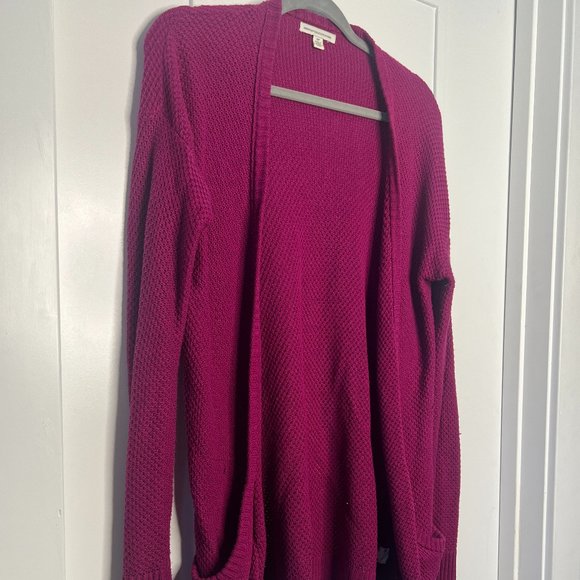 Dark Pink Knit Sweater Cardigan- AE - Picture 2 of 3